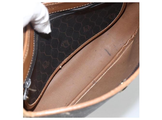 Borsa a spalla in tela a nido d'ape PVC nera e oro Christian Dior Auth ka2876 Nero D'oro - vista 12