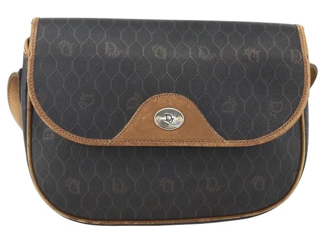 Borsa a spalla in tela a nido d'ape PVC nera e oro Christian Dior Auth ka2876 Nero D'oro - vista 13