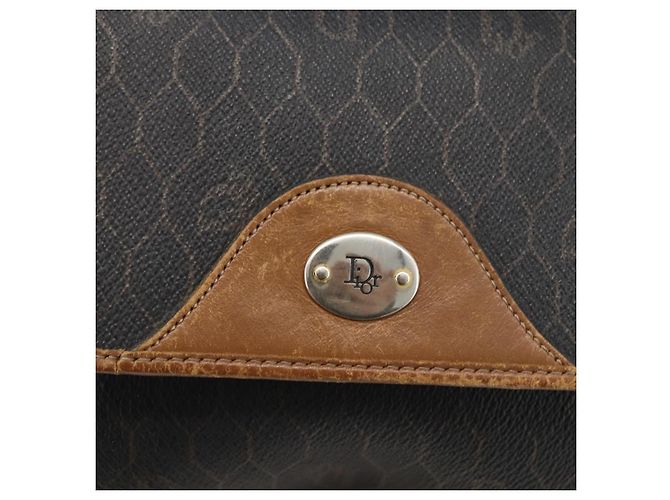 Borsa a spalla in tela a nido d'ape PVC nera e oro Christian Dior Auth ka2876 Nero D'oro - vista 17