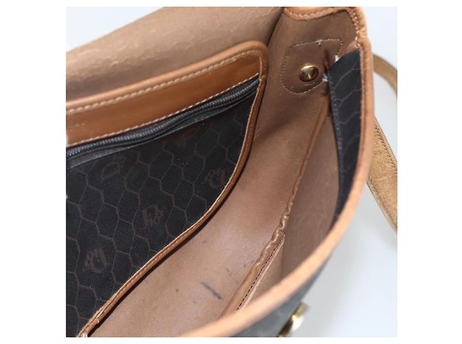 Borsa a spalla in tela a nido d'ape PVC nera e oro Christian Dior Auth ka2876 Nero D'oro - vista 18