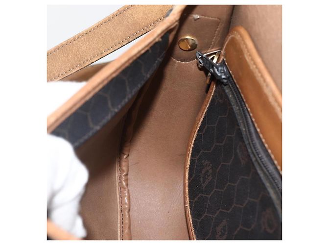 Borsa a spalla in tela a nido d'ape PVC nera e oro Christian Dior Auth ka2876 Nero D'oro - vista 19