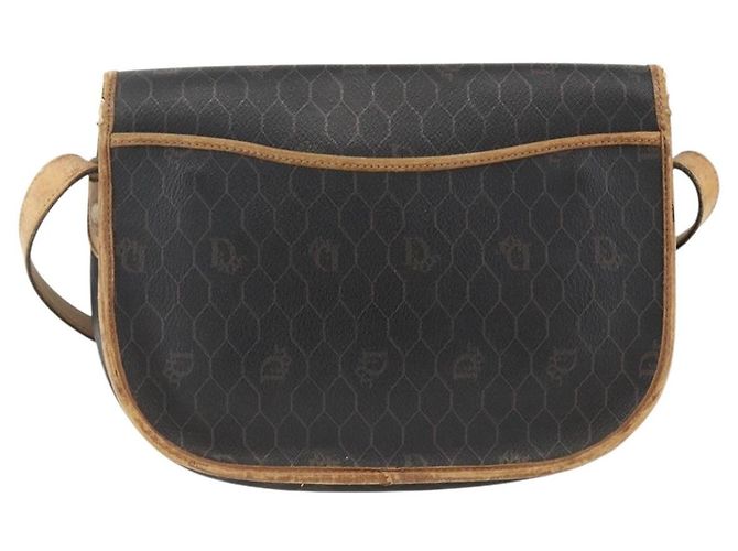 Borsa a spalla in tela a nido d'ape PVC nera e oro Christian Dior Auth ka2876 Nero D'oro - vista 2