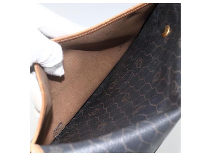 Borsa a spalla in tela a nido d'ape PVC nera e oro Christian Dior Auth ka2876 Nero D'oro - vista 22
