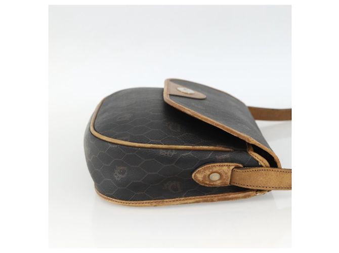 Borsa a spalla in tela a nido d'ape PVC nera e oro Christian Dior Auth ka2876 Nero D'oro - vista 4