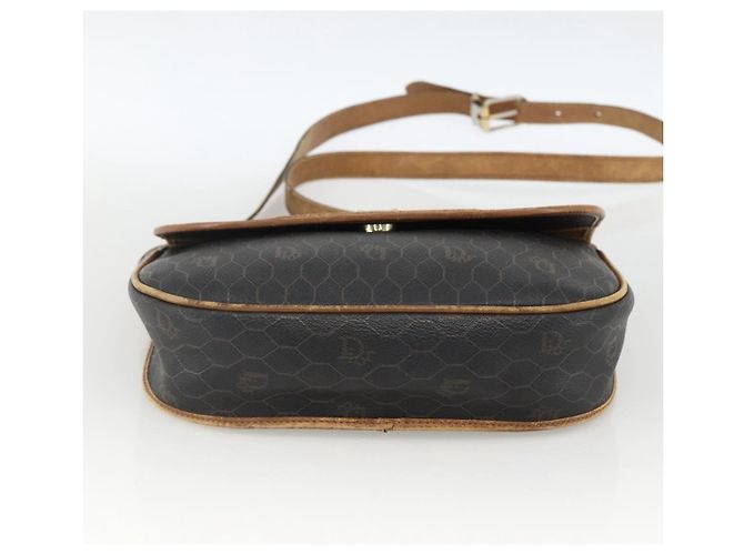 Borsa a spalla in tela a nido d'ape PVC nera e oro Christian Dior Auth ka2876 Nero D'oro - vista 5