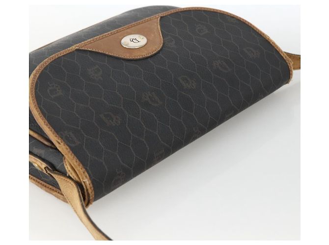 Borsa a spalla in tela a nido d'ape PVC nera e oro Christian Dior Auth ka2876 Nero D'oro - vista 6