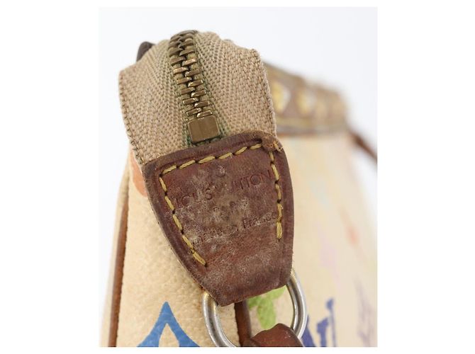 LOUIS VUITTON Pochette Accessoires Multicolore Pouch Bianco M92649 Auth LNZ992 - vista 10