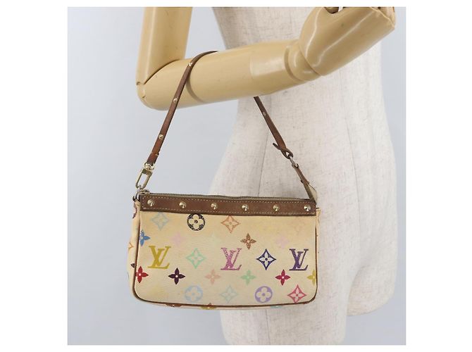 LOUIS VUITTON Pochette Accessoires Multicolore Pouch Bianco M92649 Auth LNZ992 - vista 23