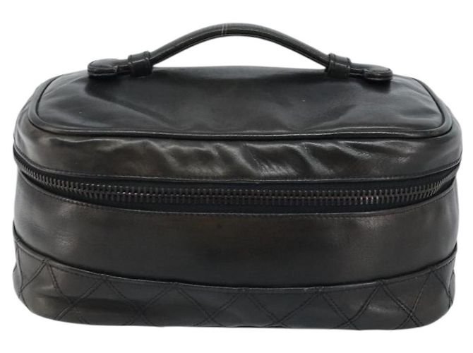 Vanity CHANEL Bicolor Kosmetiktasche aus Leder Schwarz CC Auth bs33805 - Ansicht 13