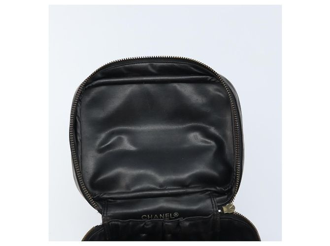 Vanity CHANEL Bicolor Kosmetiktasche aus Leder Schwarz CC Auth bs33805 - Ansicht 18