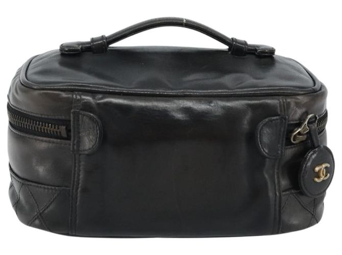 Vanity CHANEL Bicolor Kosmetiktasche aus Leder Schwarz CC Auth bs33805 - Ansicht 2