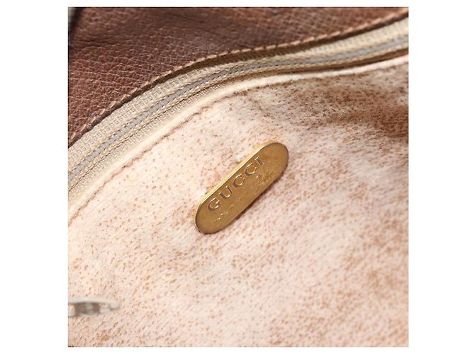 Borsa a Spalla GUCCI GG Plus Supreme PVC Beige Oro Auth 173828 D'oro - vista 10
