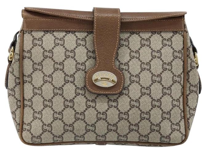 Borsa a Spalla GUCCI GG Plus Supreme PVC Beige Oro Auth 173828 D'oro - vista 13