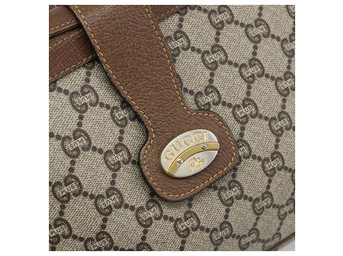 Borsa a Spalla GUCCI GG Plus Supreme PVC Beige Oro Auth 173828 D'oro - vista 17