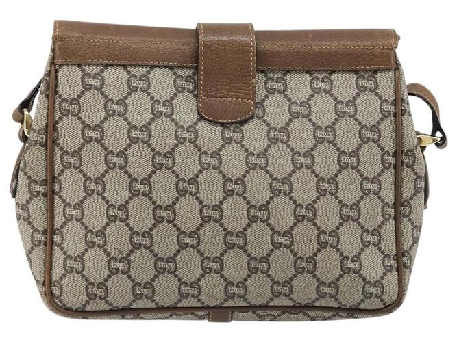 Borsa a Spalla GUCCI GG Plus Supreme PVC Beige Oro Auth 173828 D'oro - vista 2