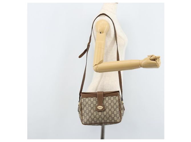 Borsa a Spalla GUCCI GG Plus Supreme PVC Beige Oro Auth 173828 D'oro - vista 22