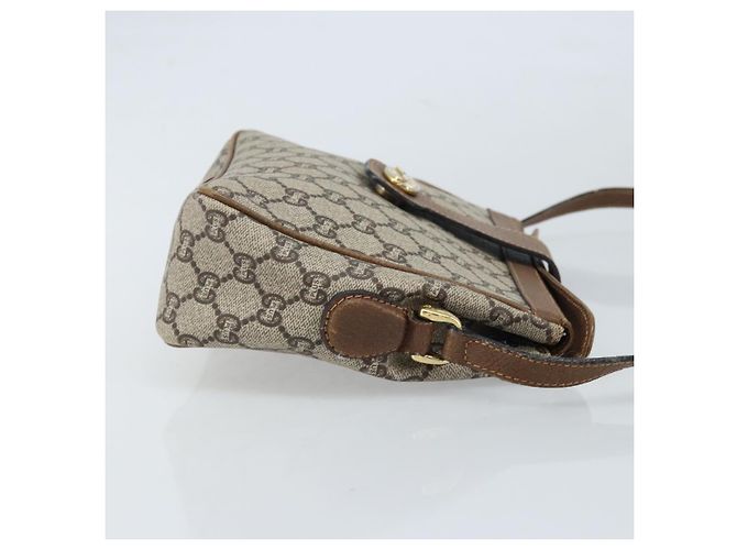 Borsa a Spalla GUCCI GG Plus Supreme PVC Beige Oro Auth 173828 D'oro - vista 3