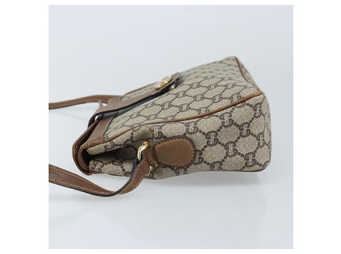 Borsa a Spalla GUCCI GG Plus Supreme PVC Beige Oro Auth 173828 D'oro - vista 4