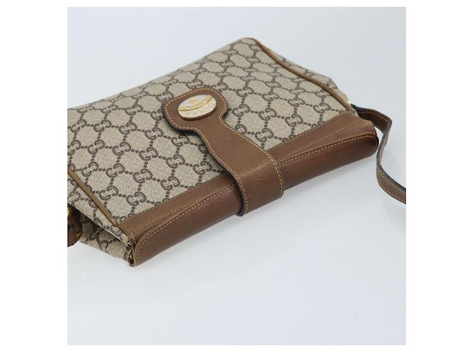 Borsa a Spalla GUCCI GG Plus Supreme PVC Beige Oro Auth 173828 D'oro - vista 6