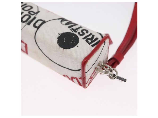 Pochette Hardcore in tela bianca e argento Christian Dior Auth LNZ139V Bianco - vista 17