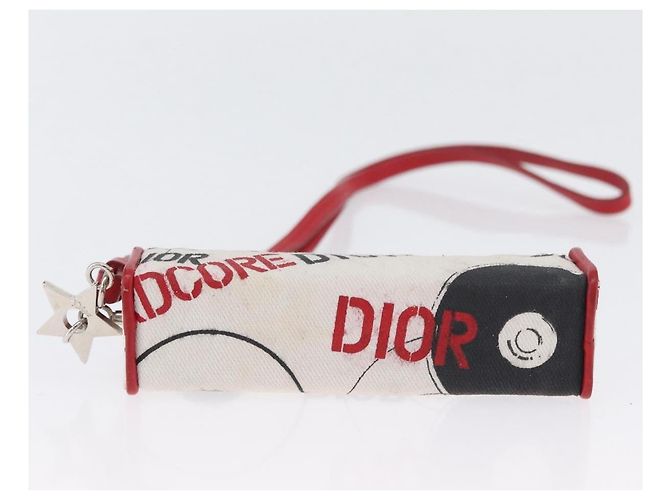 Pochette Hardcore in tela bianca e argento Christian Dior Auth LNZ139V Bianco - vista 5