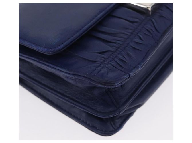 Prada Borsa a Spalla in Pelle Blu Argento Auth bs33613 - vista 15