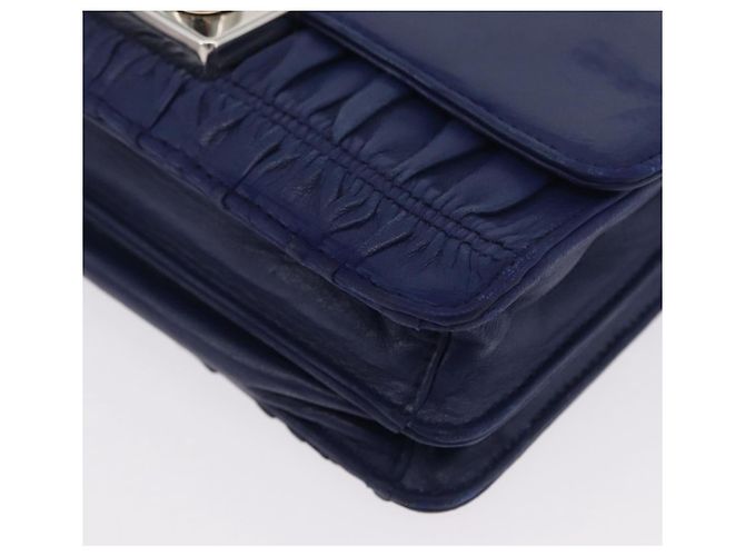 Prada Borsa a Spalla in Pelle Blu Argento Auth bs33613 - vista 16