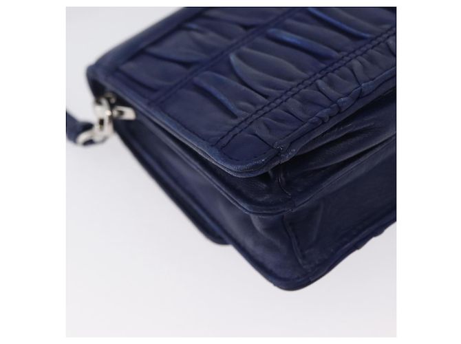 Prada Borsa a Spalla in Pelle Blu Argento Auth bs33613 - vista 17