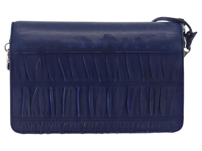 Prada Borsa a Spalla in Pelle Blu Argento Auth bs33613 - vista 2