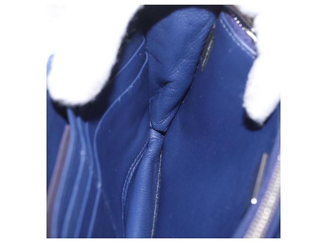 Prada Borsa a Spalla in Pelle Blu Argento Auth bs33613 - vista 22