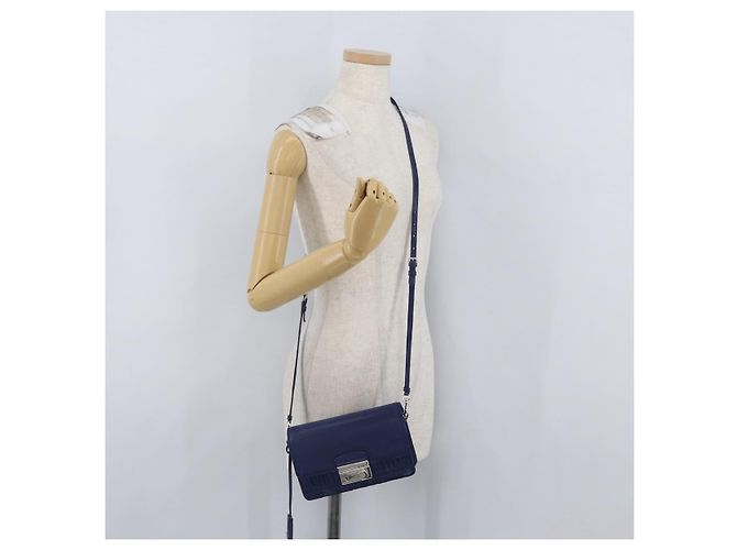 Prada Borsa a Spalla in Pelle Blu Argento Auth bs33613 - vista 29