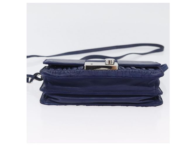 Prada Borsa a Spalla in Pelle Blu Argento Auth bs33613 - vista 5