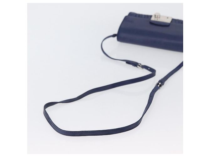 Prada Borsa a Spalla in Pelle Blu Argento Auth bs33613 - vista 7