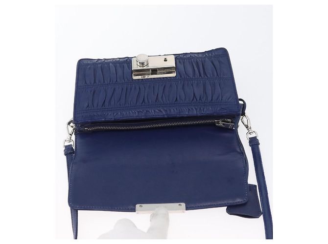 Prada Borsa a Spalla in Pelle Blu Argento Auth bs33613 - vista 9