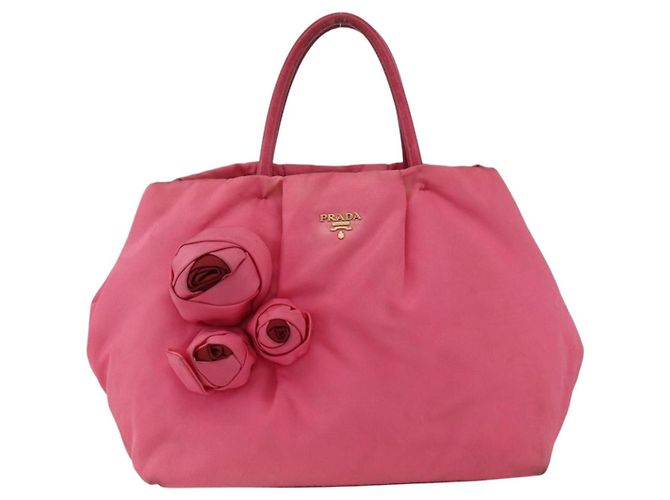PRADA Bolso de mano de nylon rosa dorado Auth ka2885 - vista 13