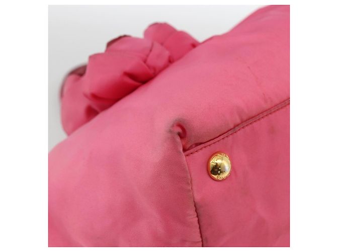 PRADA Bolso de mano de nylon rosa dorado Auth ka2885 - vista 14