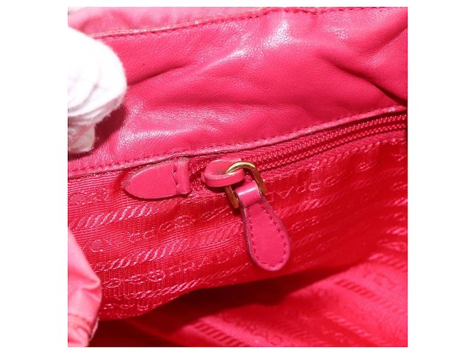PRADA Bolso de mano de nylon rosa dorado Auth ka2885 - vista 22