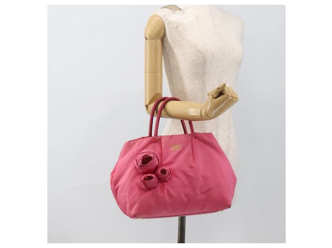 PRADA Bolso de mano de nylon rosa dorado Auth ka2885 - vista 24