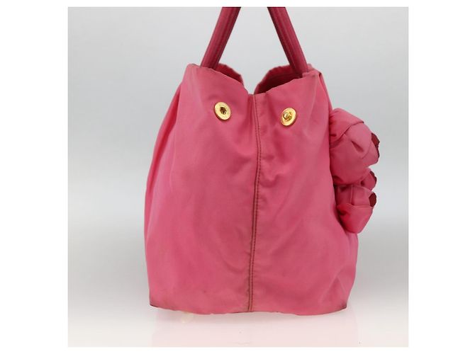 PRADA Bolso de mano de nylon rosa dorado Auth ka2885 - vista 3