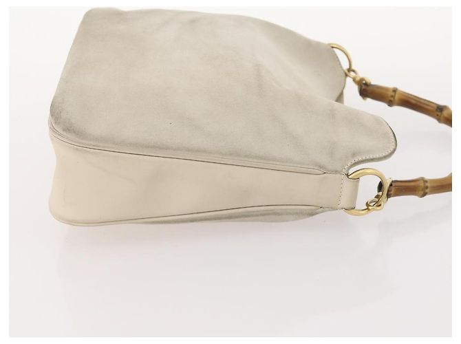 Bamboo Borsa a Spalla GUCCI in Camoscio Avorio Oro 001 2113 Auth fm5113 D'oro Crudo - vista 3