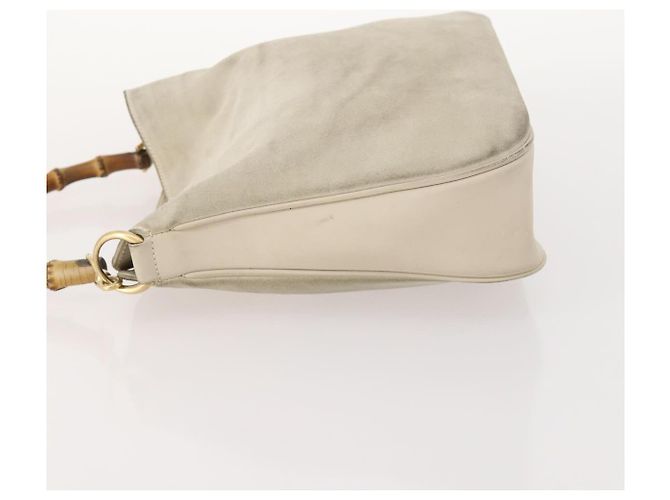 Bamboo Borsa a Spalla GUCCI in Camoscio Avorio Oro 001 2113 Auth fm5113 D'oro Crudo - vista 4