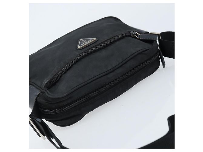Borsa a Spalla PRADA in Nylon Nero Argento Auth BA10971 - vista 6