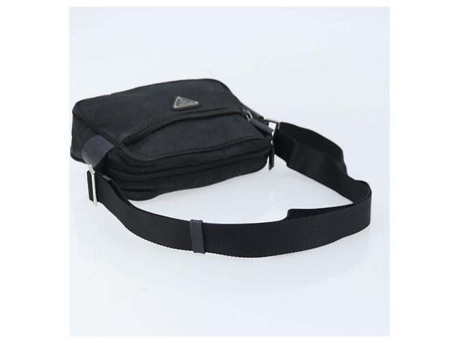 Borsa a Spalla PRADA in Nylon Nero Argento Auth BA10971 - vista 7