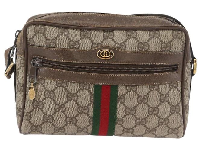 Borsa a Spalla Gucci GG Supreme Web Sherry Line PVC Beige Oro Auth BA11250 D'oro - vista 13