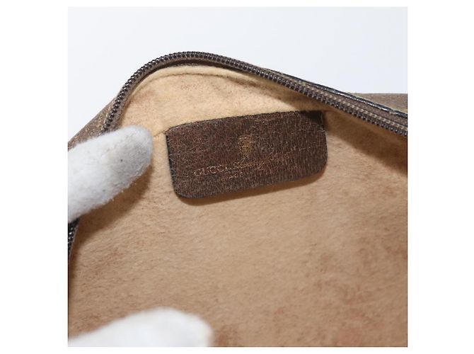 Borsa a Spalla Gucci GG Supreme Web Sherry Line PVC Beige Oro Auth BA11250 D'oro - vista 19