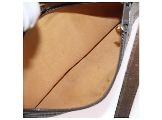 Borsa a Spalla Gucci GG Supreme Web Sherry Line PVC Beige Oro Auth BA11250 D'oro - vista 22