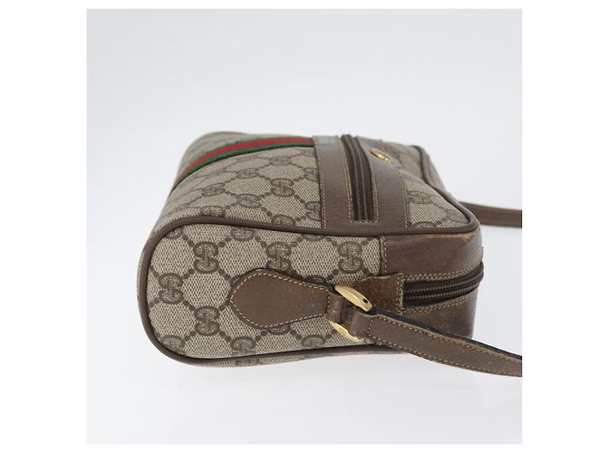 Borsa a Spalla Gucci GG Supreme Web Sherry Line PVC Beige Oro Auth BA11250 D'oro - vista 3