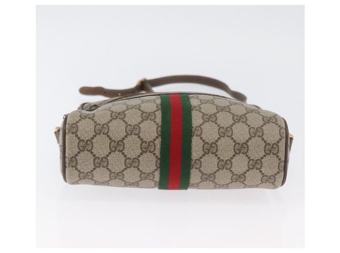 Borsa a Spalla Gucci GG Supreme Web Sherry Line PVC Beige Oro Auth BA11250 D'oro - vista 5