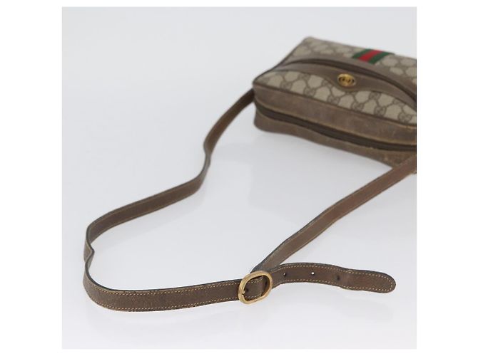 Borsa a Spalla Gucci GG Supreme Web Sherry Line PVC Beige Oro Auth BA11250 D'oro - vista 7