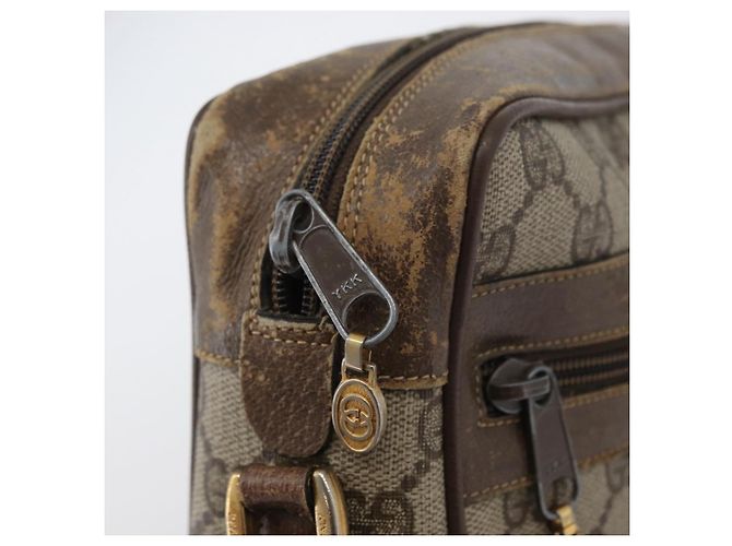 Borsa a Spalla Gucci GG Supreme Web Sherry Line PVC Beige Oro Auth BA11250 D'oro - vista 9